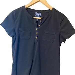 Woman Casual Summer Chaps  Tunic Top V Neck Short Sleeve sz L